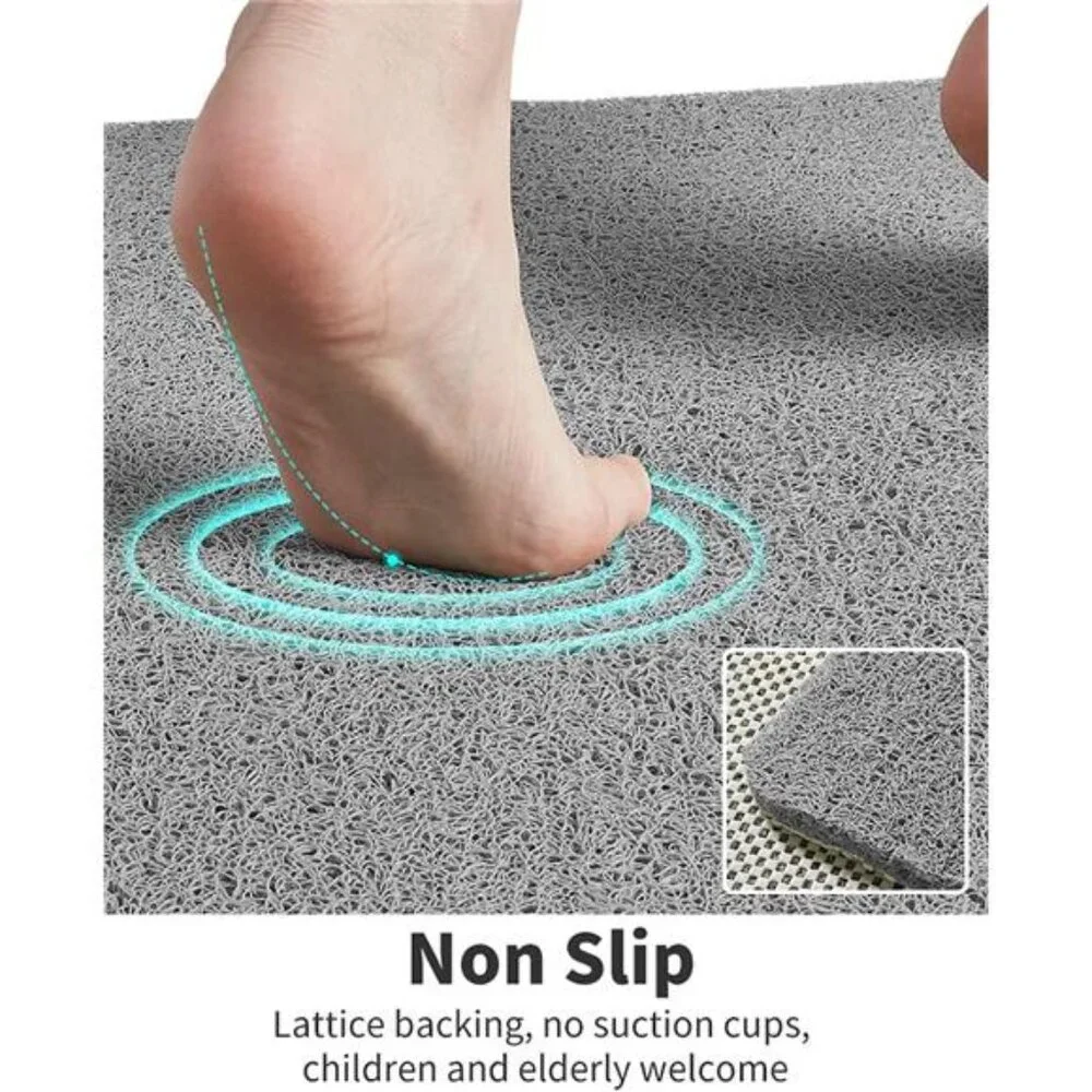 Non Slip Shower Mat Bath Mat Quick Drying Bathroom Floor Mat Textured Grey
